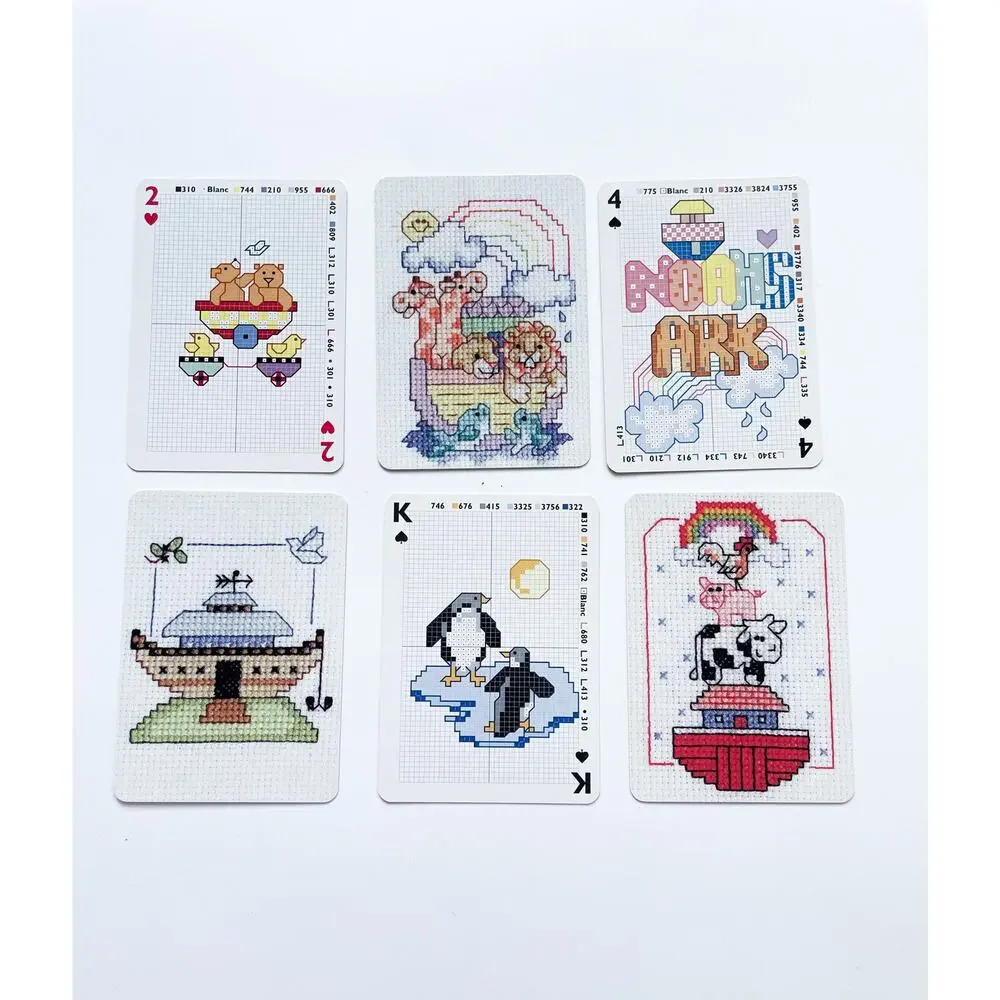 Vtg Set of Two Bucilla Playing Cards Inspirational and Noah's Ark Design Charts